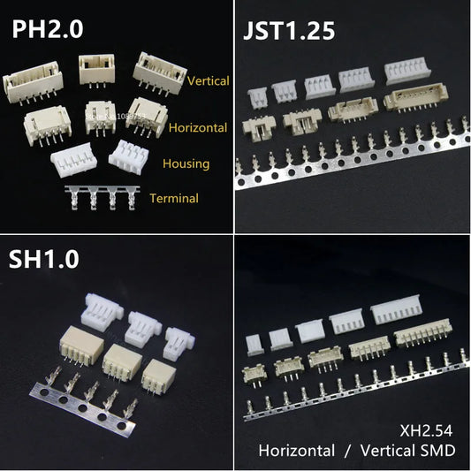 10sets SH1.0 JST1.25 PH2.0 XH2.54 SH/JST/ZH/PH/XH Horizontal / Vertical SMD Pin Header + Housing + Terminal Set 2.54mm Peaceful Pleasures Health and Wellness