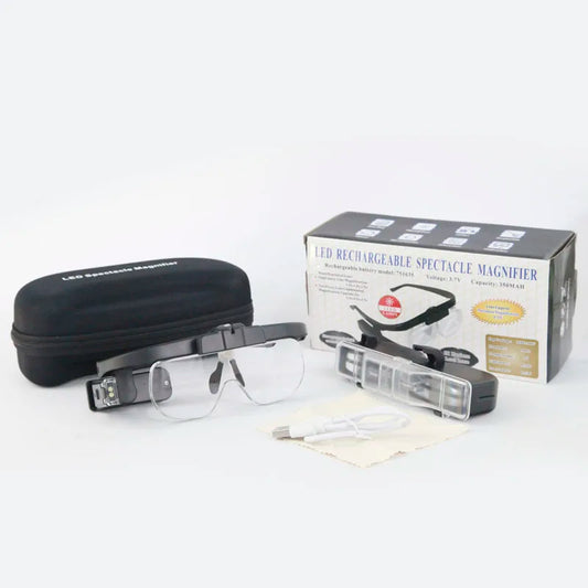 Head Glasses Magnifying Glass USB Rechargeable Monocle Glasses Magnifying Glass Led Watchmaker Repair Wearing Glasses Magnifier Peaceful Pleasures Health and Wellness 1.5X 2.0X 2.5X 3.5X