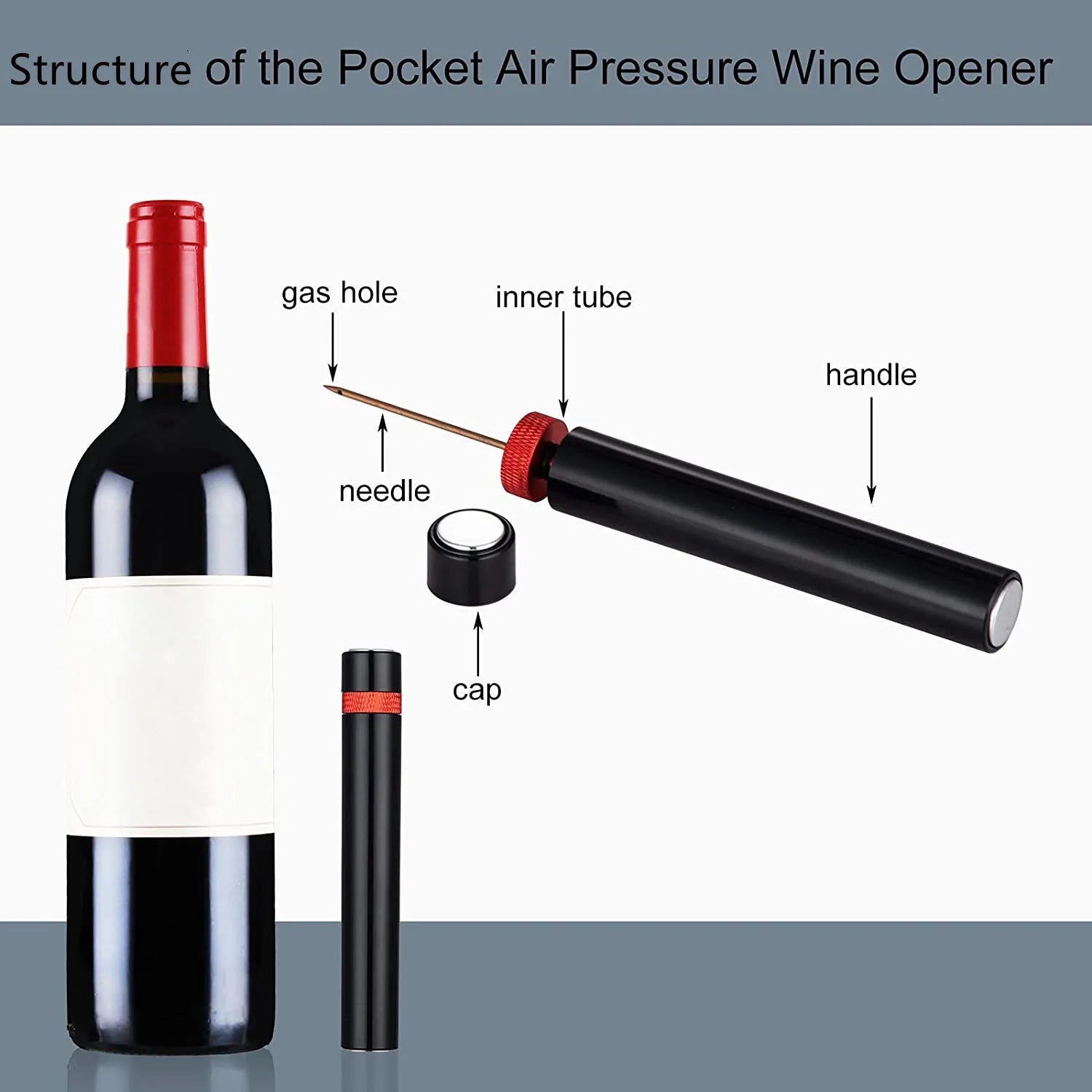 Portable Wine Opener Wine Air Pressure Pump Bottle Corkscrew Opener Tools Bar Accessories for Home Restaurant Party Wine Lovers Peaceful Pleasures Health and Wellness