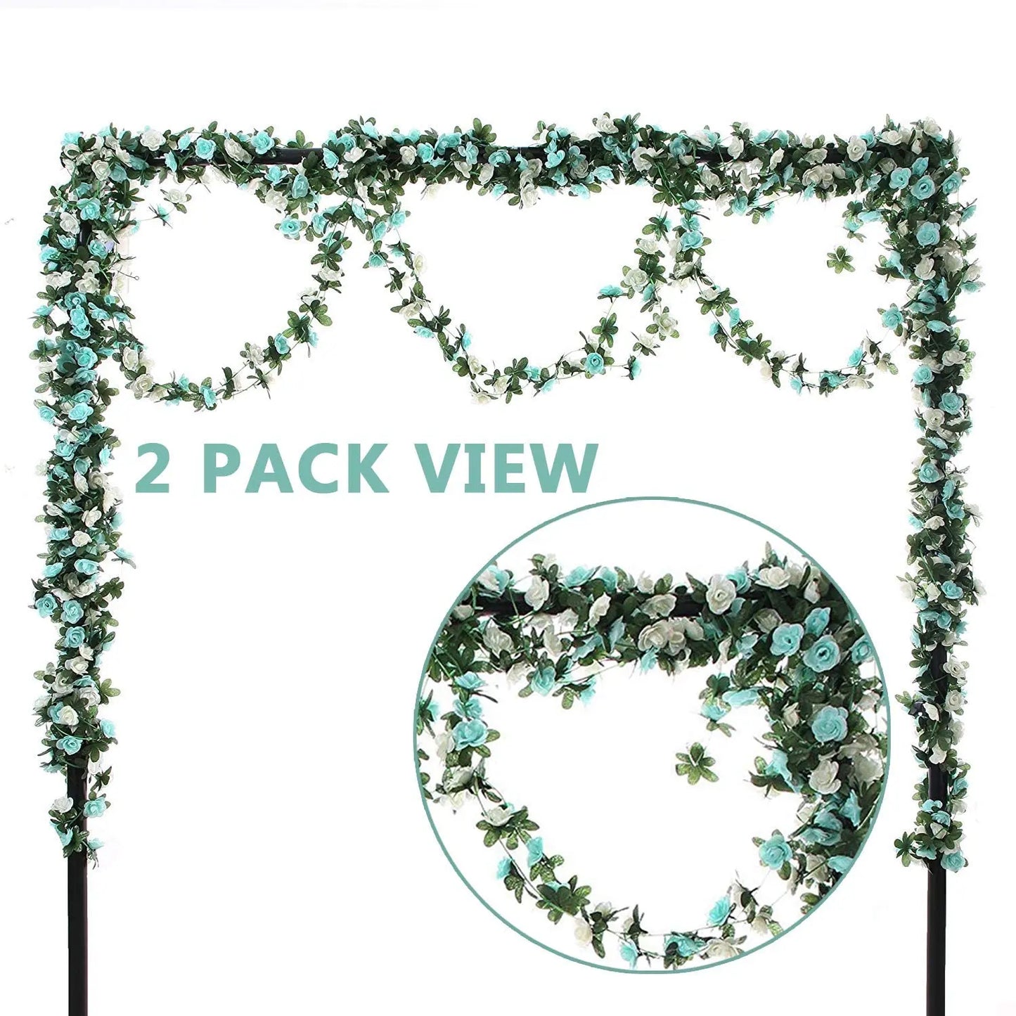 2.5m Flower Garland Fake Rose Vine Artificial Flowers Hanging Rose Ivy Hanging Baskets Wedding Arch Garden Background Decor Peaceful Pleasures Health and Wellness