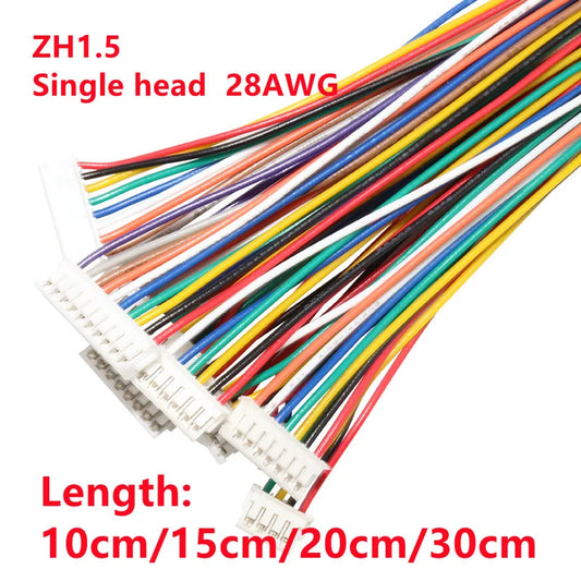 10pcs ZH 1.5mm Wire Cable Connector DIY ZH1.5 JST 2/3/4/5/6/7/8/9/10pin Electronic Line Single End 28AWG 10cm/15cm/20cm/30cm Peaceful Pleasures Health and Wellness 10cm 2P