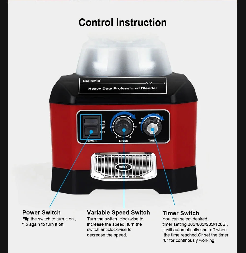 BPA Free Heavy Duty Professional Commercial Bar Blender Food Mixer Juicer Ice Crusher Smoothie Maker Max 2200W Peaceful Pleasures Health and Wellness