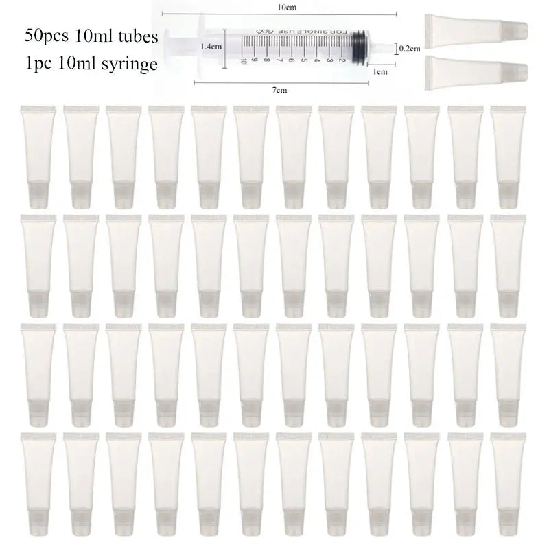 Empty Lip Gloss Tubes with Syringe Clear Soft Lip Gloss Container Refillable Lipgloss Tubes for DIY Cosmetic Makeup Peaceful Pleasures Health and Wellness