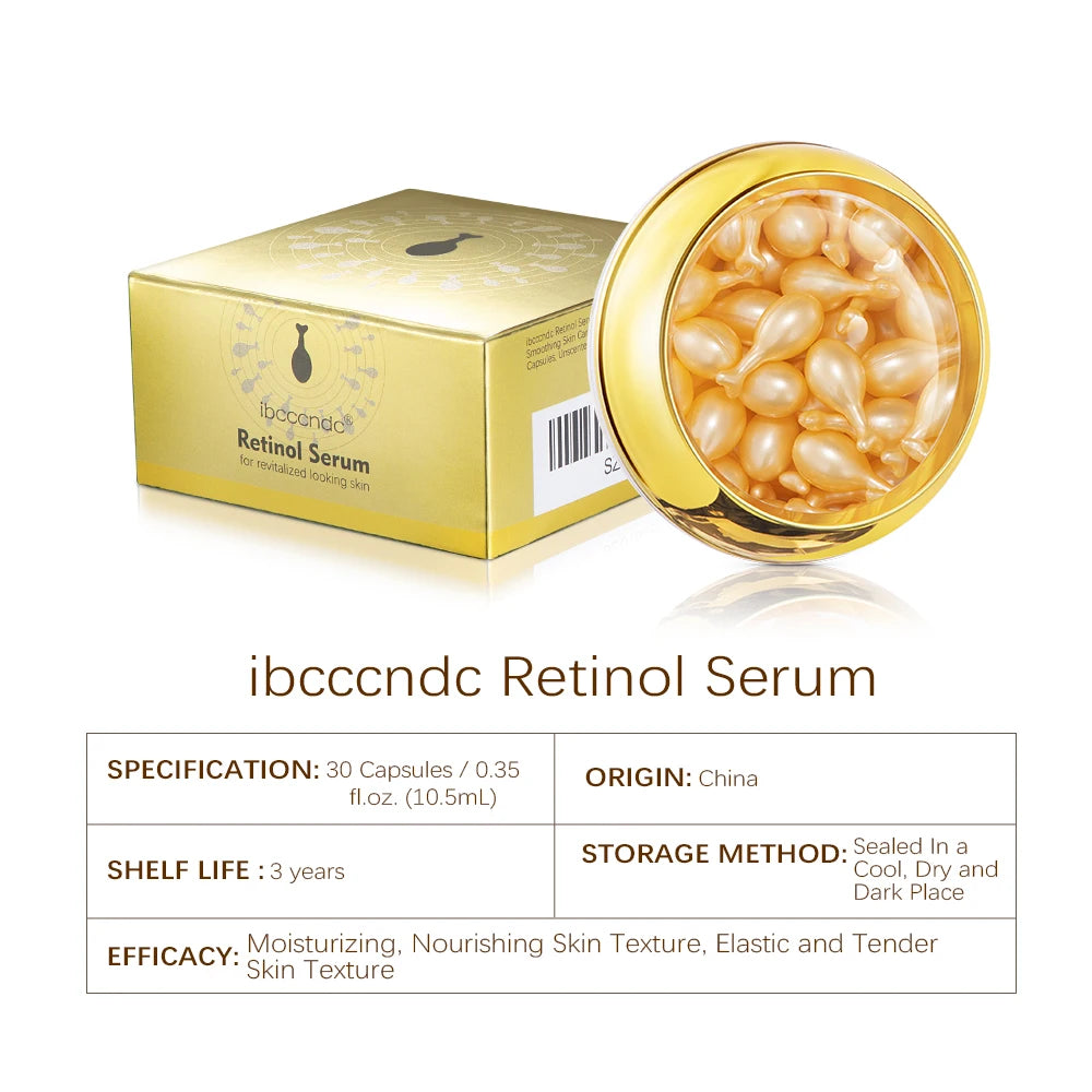 30Pcs/Bottle Retinol Capsules Essence Moisturizing Anti-aging Face Serum Spot Removing Anti Wrinkle Cream Face Care Peaceful Pleasures Health and Wellness 30pcs