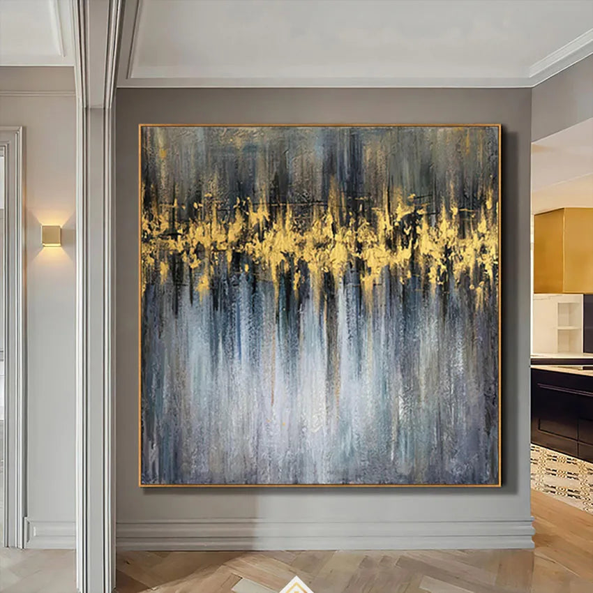 Canvas Oil Painting Frameless Acrylic Pigment 100% Handmade Yellow Modern Abstract Wall Decoration Art For Home Hotel Restaurant Peaceful Pleasures Health and Wellness