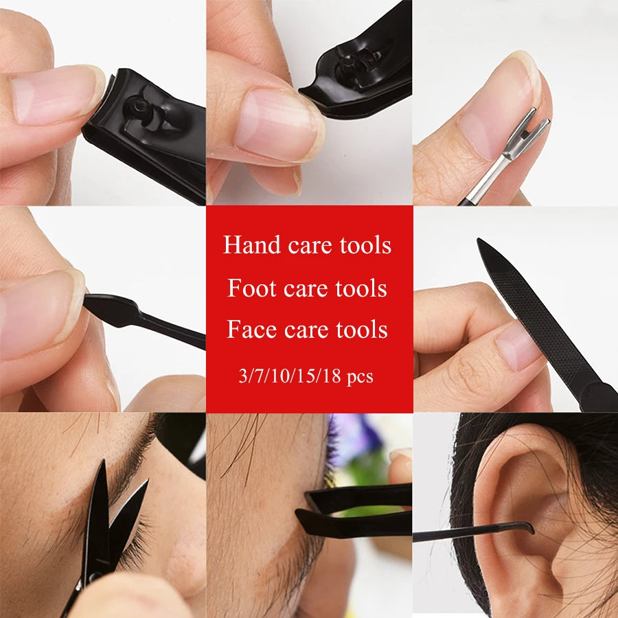 Stainless Steel Manicure Set - Professional 7/10/15/18 Pcs Pedicure Nail Clippers Grooming Kits for Personal Nail Care Use Peaceful Pleasures Health and Wellness