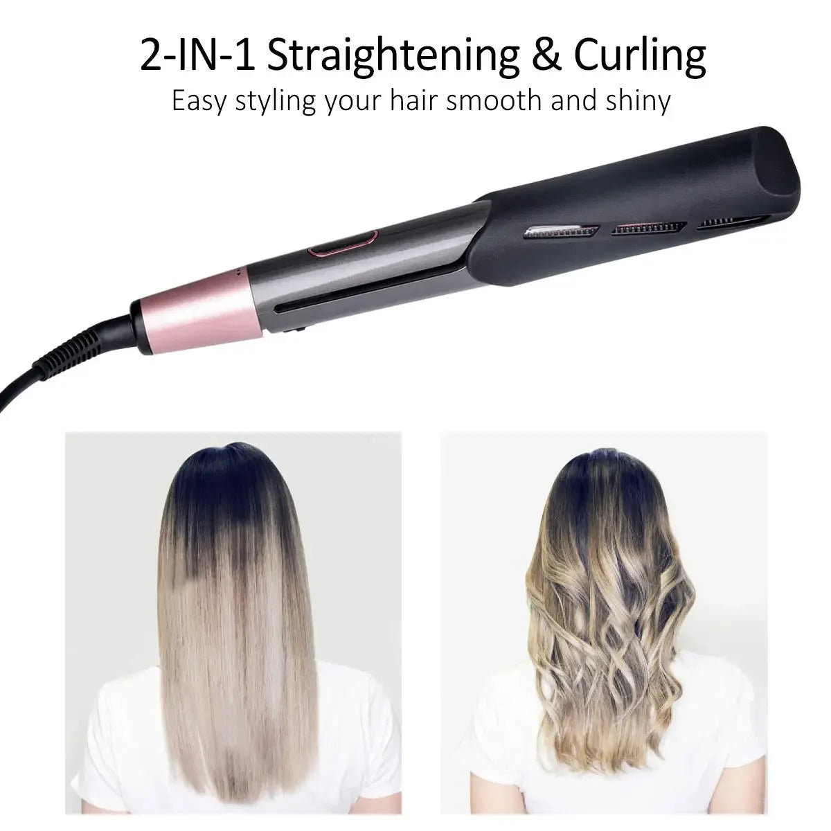 Professional Spiral Wave Curl And Straight Iron Styling Tools 2 in 1 Hair Curler & Straightener Twisted Ionic Flat Iron Styler Peaceful Pleasures Health and Wellness