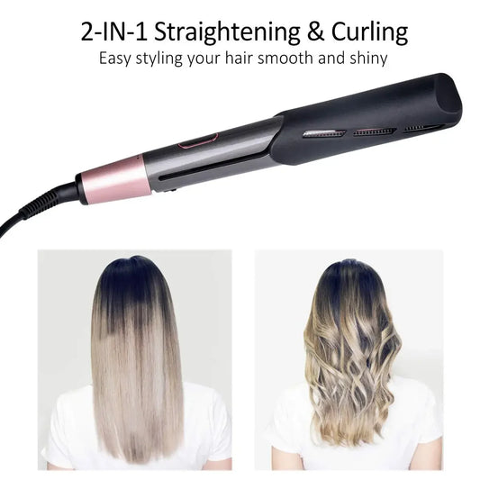 2-in-1 Spiral Wave Hair Curler & Straightener | Ionic Flat Iron Peaceful Pleasures Health and Wellness