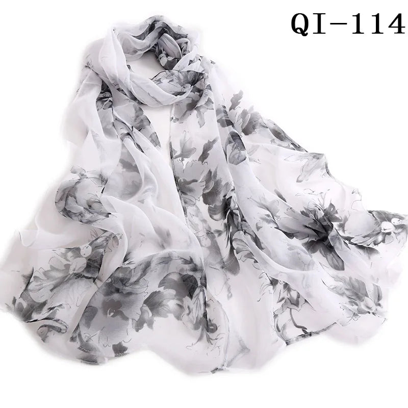 Multiple Lotus Leaf Flower Chiffon Georgette Bandana Scarf Women