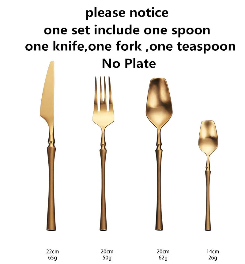 24-Piece Stainless Steel Cutlery Set – Gold & Black Mirror Polish Flatware for 6 | Knife, Fork, Spoon & Tea Spoon