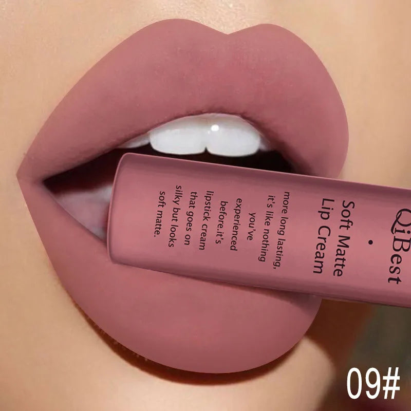 QIBEST 30 Colors Matte Liquid Lipstick Waterproof Long-lasting Lightweight Lip Gloss Lips Glaze Lips Tint Makeup Cosmetics Peaceful Pleasures Health and Wellness 9