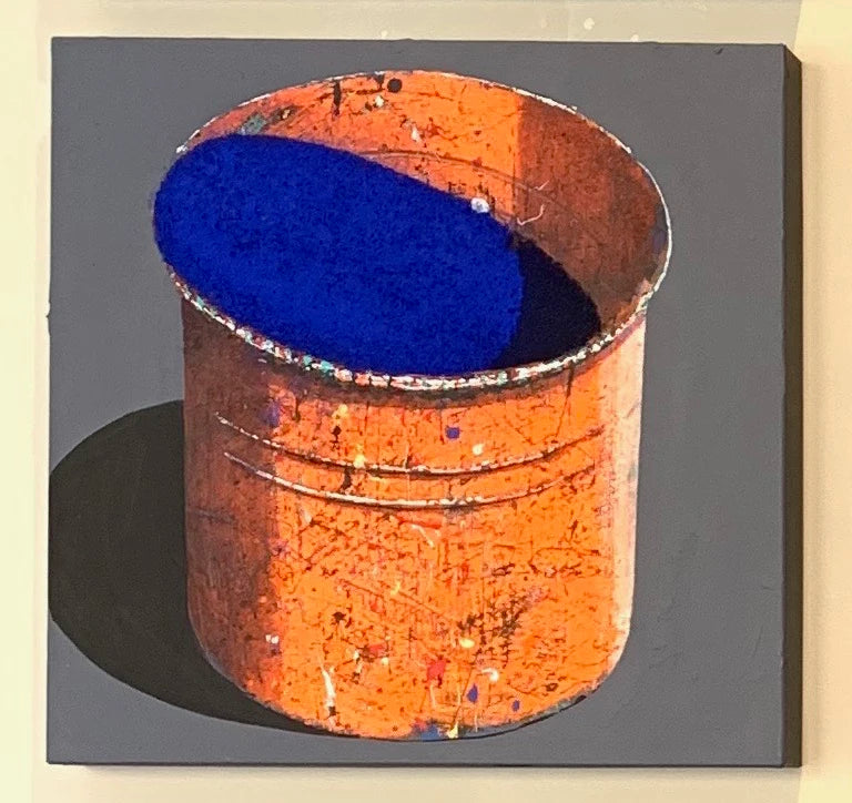 Hand-painted Oil Painting Paintings of Stephane Braud, Acrylic Painting, Paint Bucket with Paint Framed, Ready to Hang Peaceful Pleasures Health and Wellness Ultramarine 35x35cm