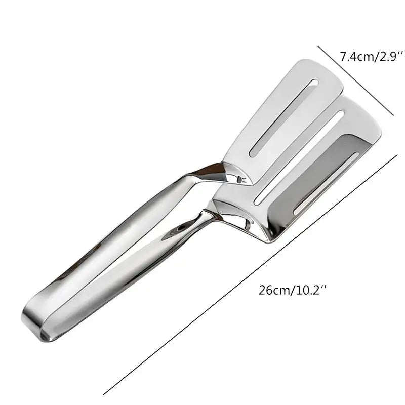 Stainless Steel BBQ & Kitchen Tongs – 2-in-1 Turner & Clamp for Grilling & Cooking