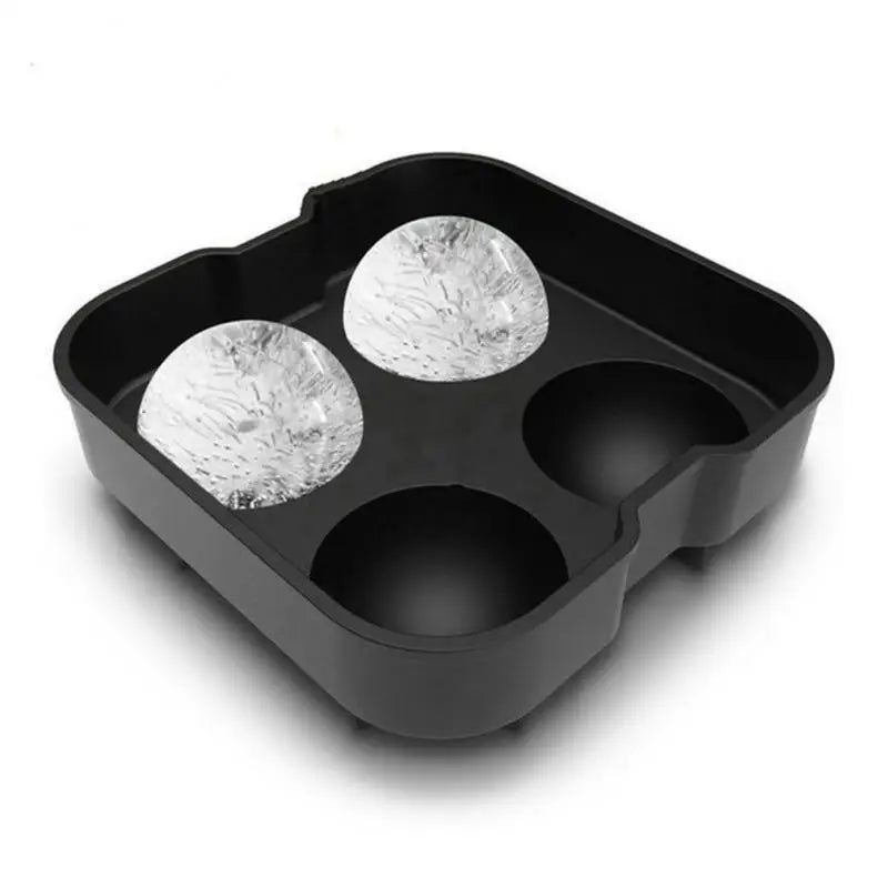Silicone Ice Ball Maker Tray – 4 Round Molds for Whiskey & Cocktails