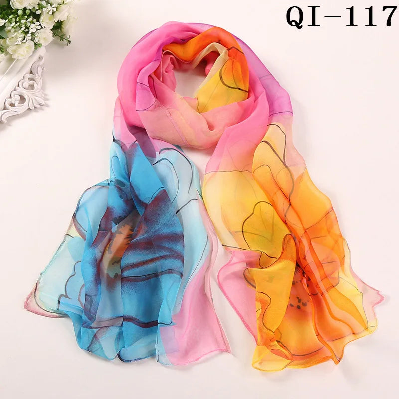 Multiple Lotus Leaf Flower Chiffon Georgette Bandana Scarf Women