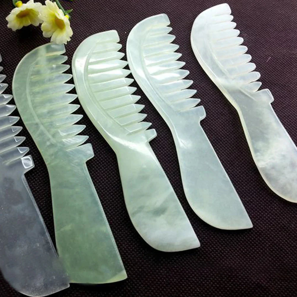Natural Jade Massage Comb – Scalp Stimulator & Gua Sha Tool