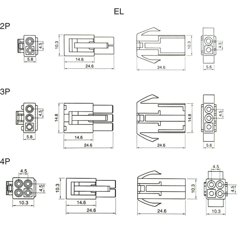 1 Pair EL 4.5mm EL4.5-2P/3P/4P/6P Male Female Connector Connecting with Wire Cable 15cm 20AWG Peaceful Pleasures Health and Wellness