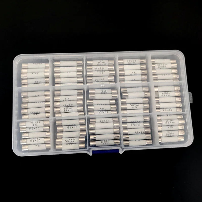 75pcs Ceramic Fuse 6mm x 30mm 0.5A 1A 2A 3A 4A 5A 6A 8A 10A 13A 15A 20A 25A 30A Fuse Assortment Kit 250V 6x30mm Insurance Tube Peaceful Pleasures Health and Wellness