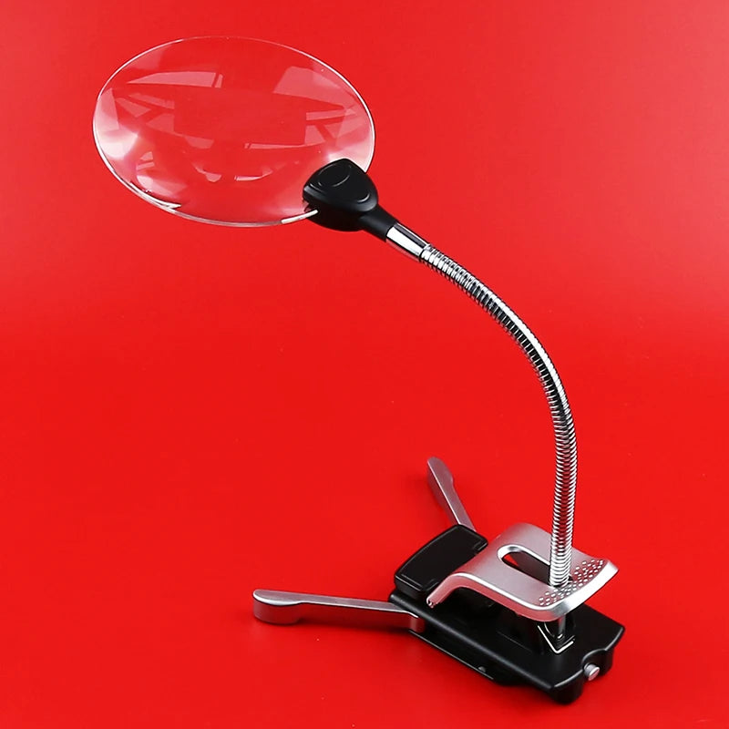 2.5X10X Clip-on Desktop Dual-purpose Magnifier with Led Light Multi-function Reading and Maintenance Magnifying Glass Peaceful Pleasures Health and Wellness