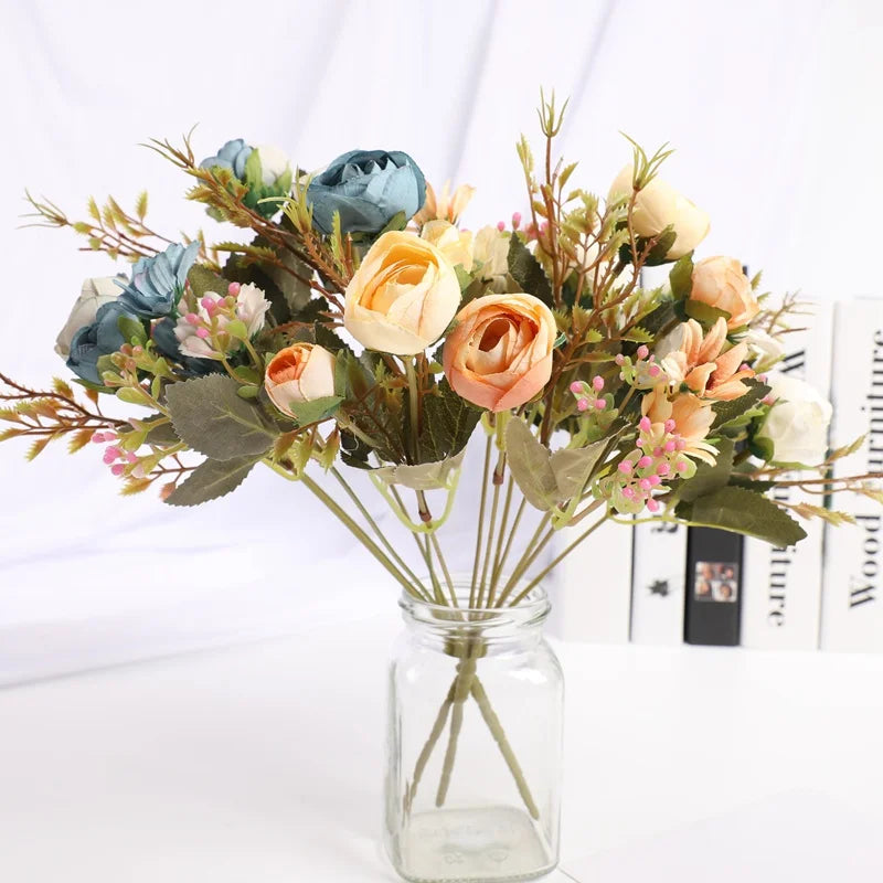 Artificial Silk Rose Bouquet for Wedding & Home Decor (1–5 Pcs)