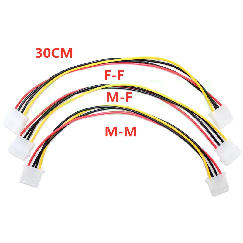 1pcs 30cm Computer Power Supply IDE Molex 4-pin Male Female Extension Power Cable Pure Copper Wire Core Cable 5.08mm Pitch Peaceful Pleasures Health and Wellness