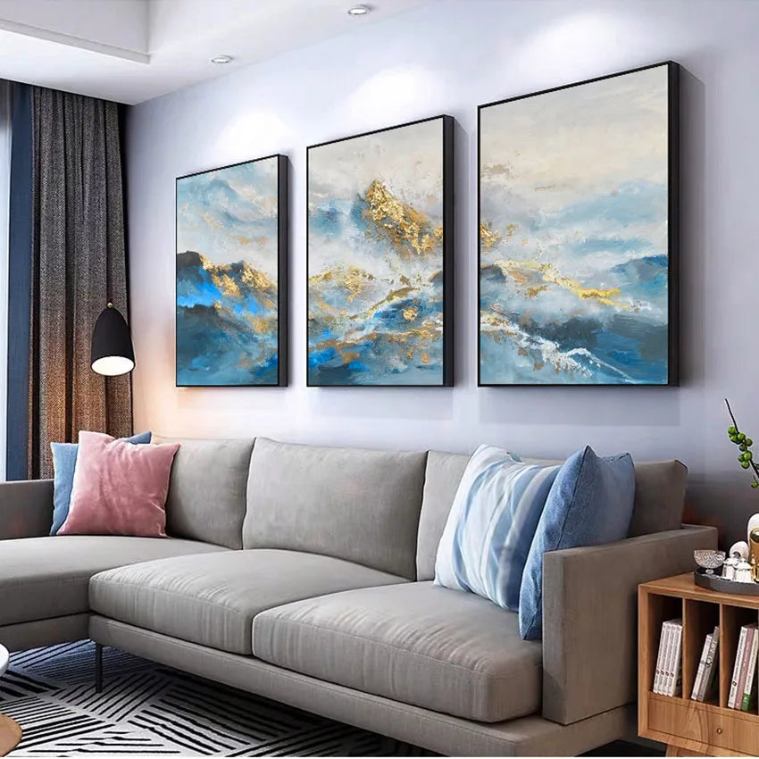 Wall Art Pictures for Home Decoration, 3 Panel, Hand Painted, Acrylic, Oil Painting on Canvas, Posters for Living Room, Sofa Peaceful Pleasures Health and Wellness