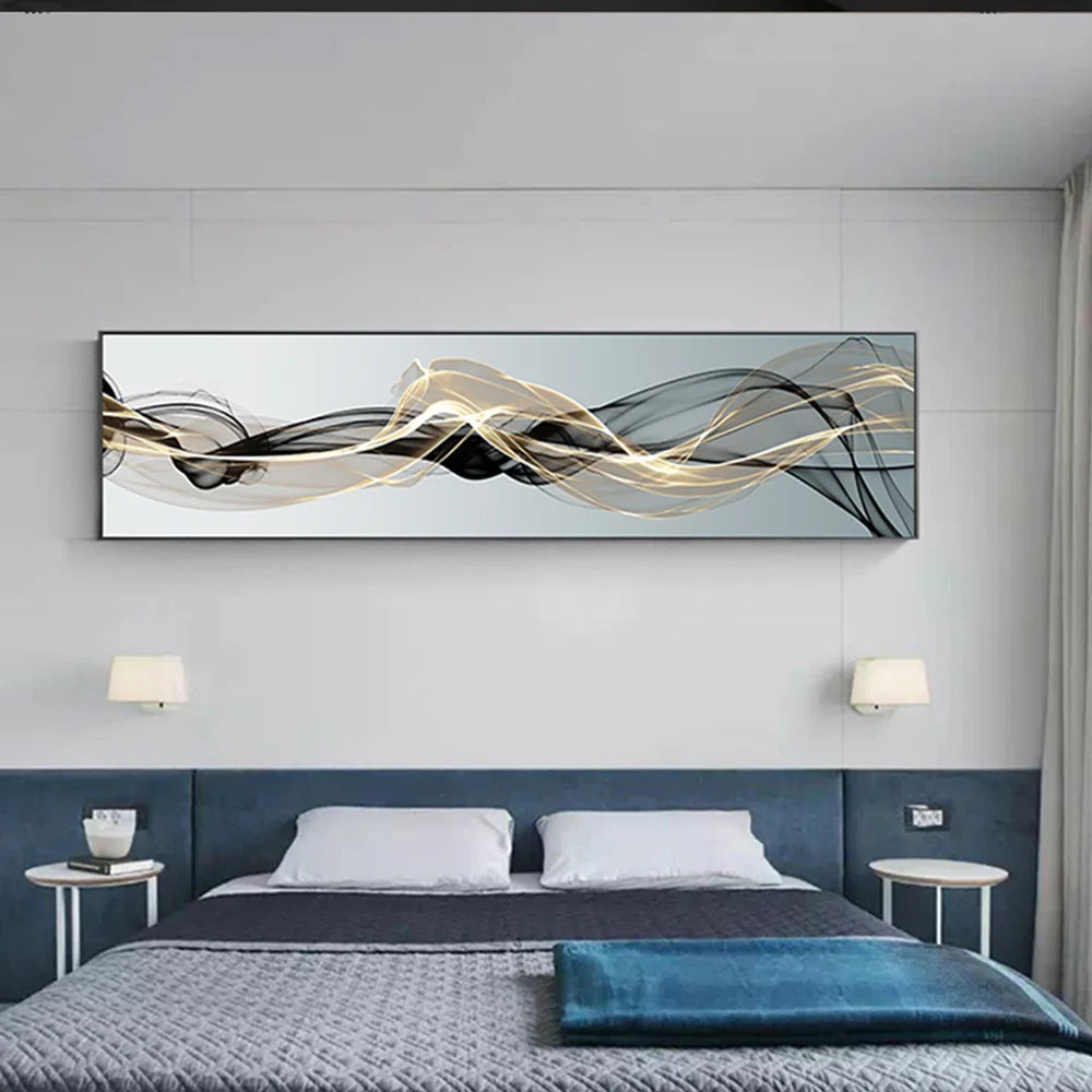 Modern Abstract Lines Canvas Painting Posters and Prints Nordic Wall Art Picture for Living Room Bedroom Luxury Home Decoration Peaceful Pleasures Health and Wellness