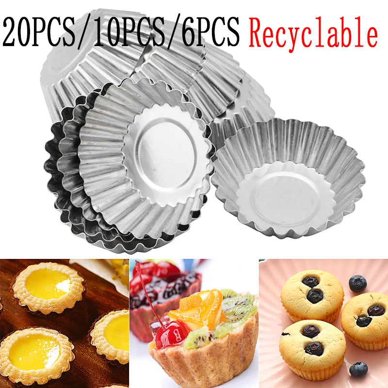 20-Pack Aluminum Chrysanthemum Egg Tart & Cake Mold Set | 7cm Reusable Baking Molds