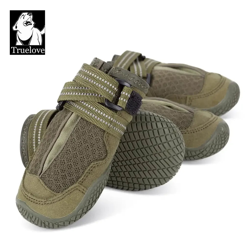 TRUELOVE Pet Shoes Waterproof Anti-slip for Puppy Medium and Large Dog Protect Pet Feet ArmyGreen Winter Snow 2/4pcs/set YS1891 Peaceful Pleasures Health and Wellness