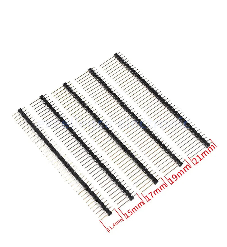 10Pcs 2.54mm Single Row Male 1x40P Breakaway PCB Board Pin Header Long 11/15/17/19/21/25mm Connector Strip Pinheader For Arduino Peaceful Pleasures Health and Wellness 11.5mm 10pcs