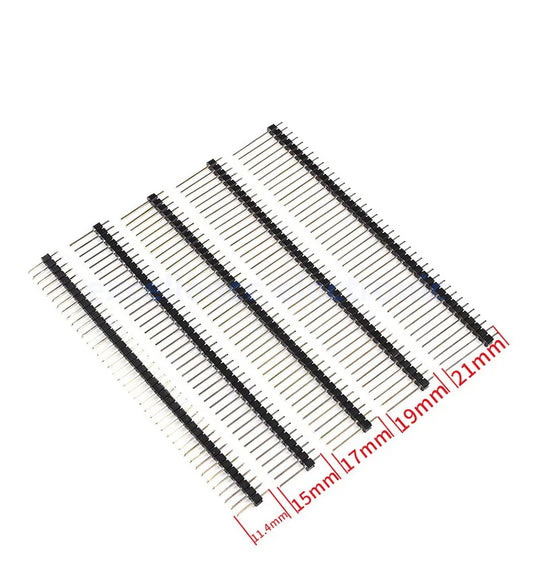 10Pcs 2.54mm Single Row Male 1x40P Breakaway PCB Board Pin Header Long 11/15/17/19/21/25mm Connector Strip Pinheader For Arduino Peaceful Pleasures Health and Wellness 11.5mm 10pcs