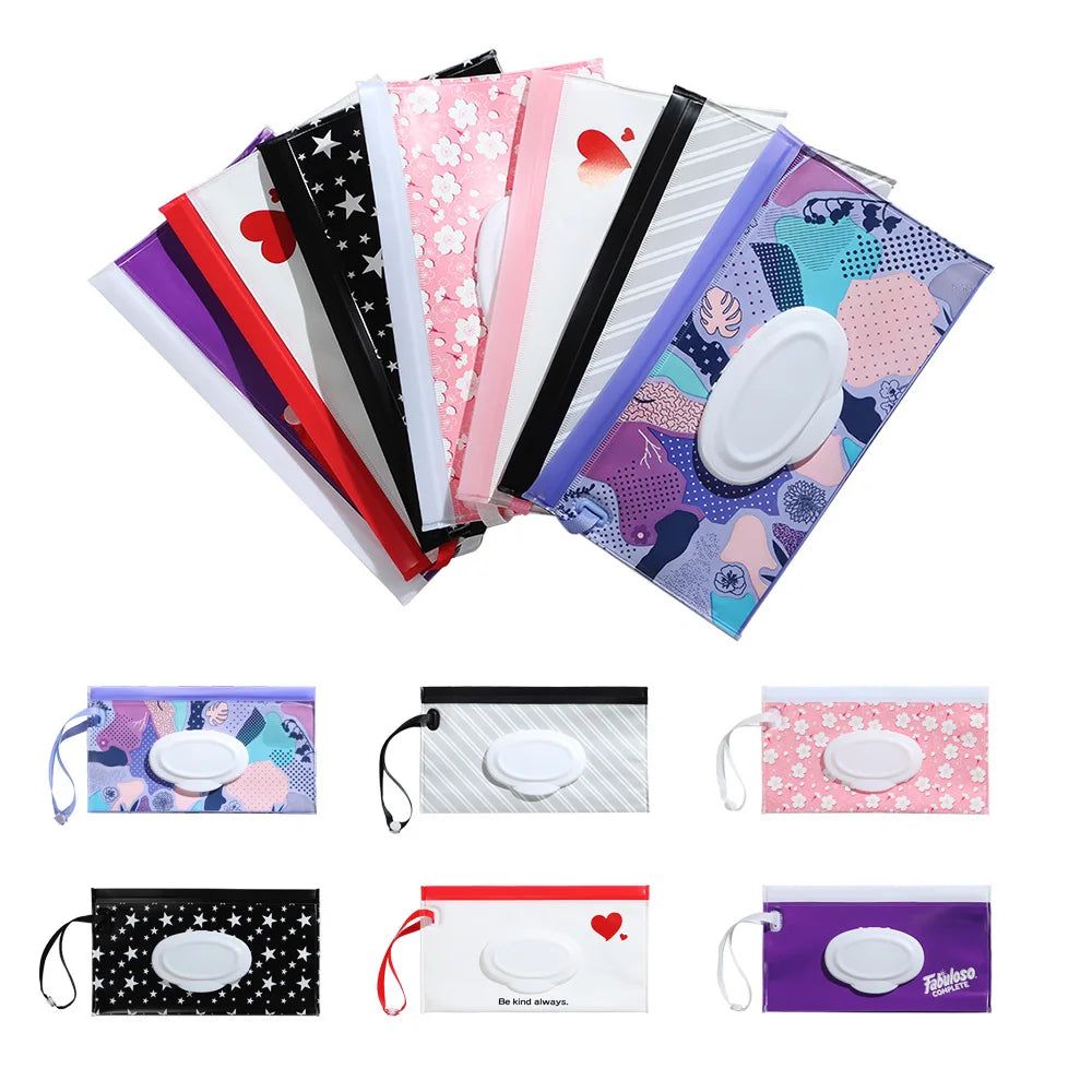 Baby Wet Wipes Carrying Case Pouch with Snap-Strap | Stroller