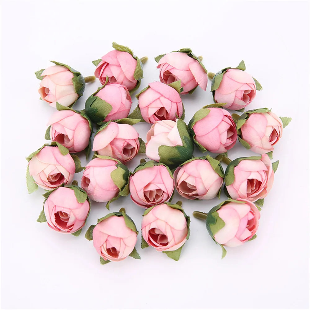 Silk Rose Tea Bud Artificial Flowers 10/20pcs – Wedding DIY Decor