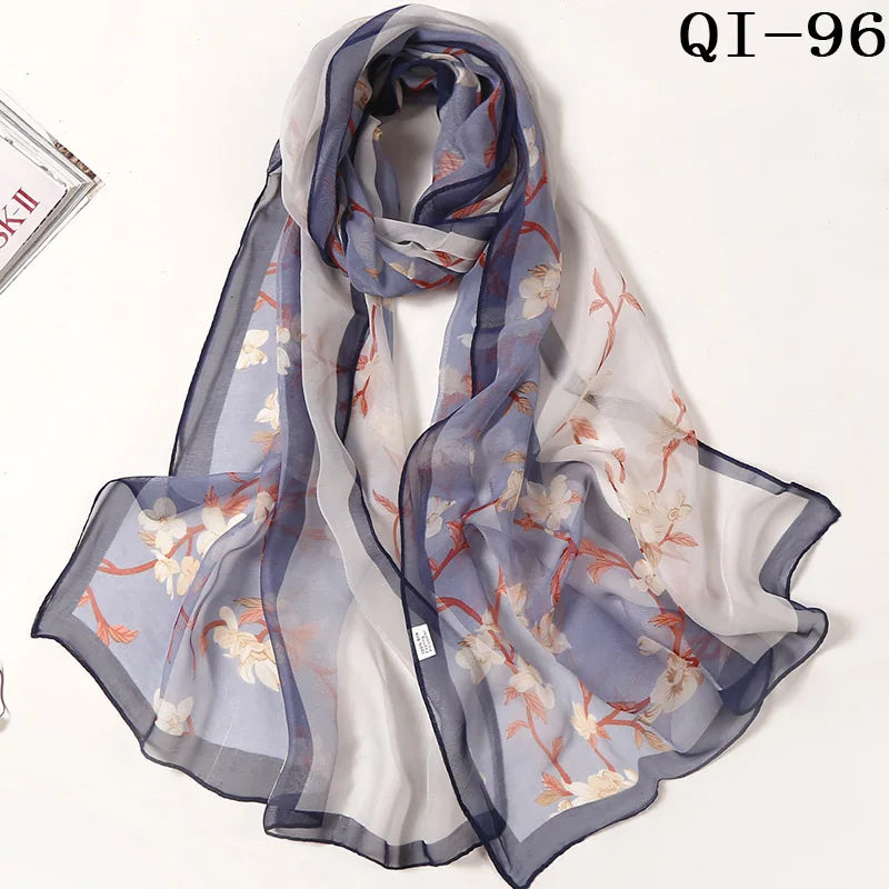 Multiple Lotus Leaf Flower Chiffon Georgette Bandana Scarf Women