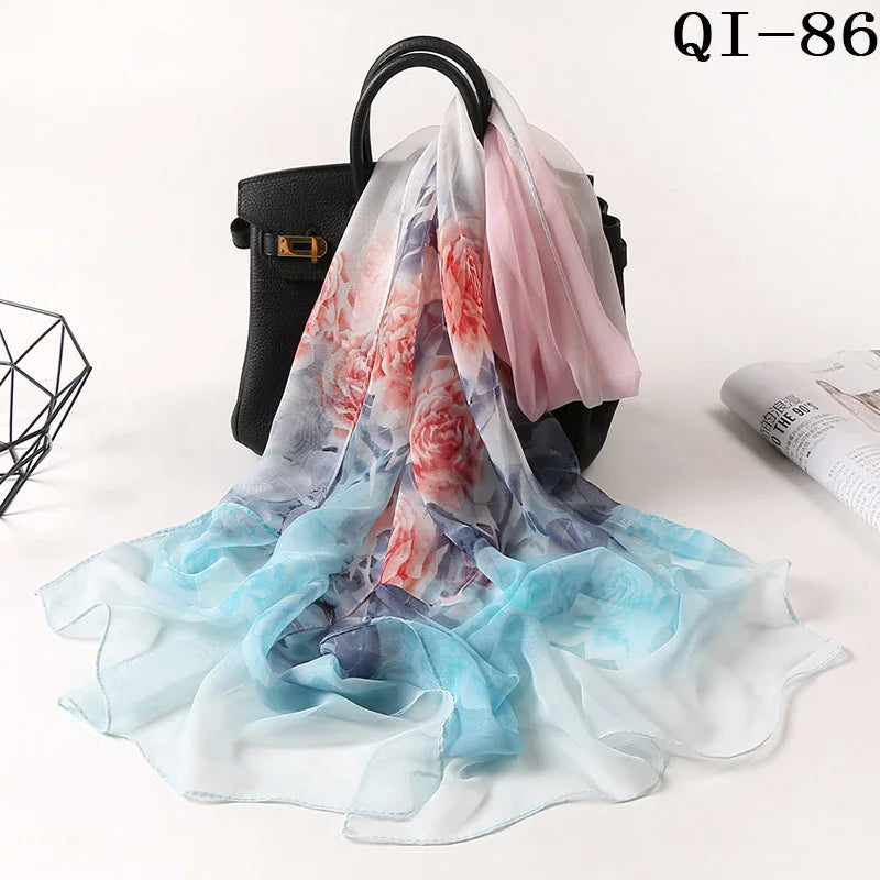 Multiple Lotus Leaf Flower Chiffon Georgette Bandana Scarf Women