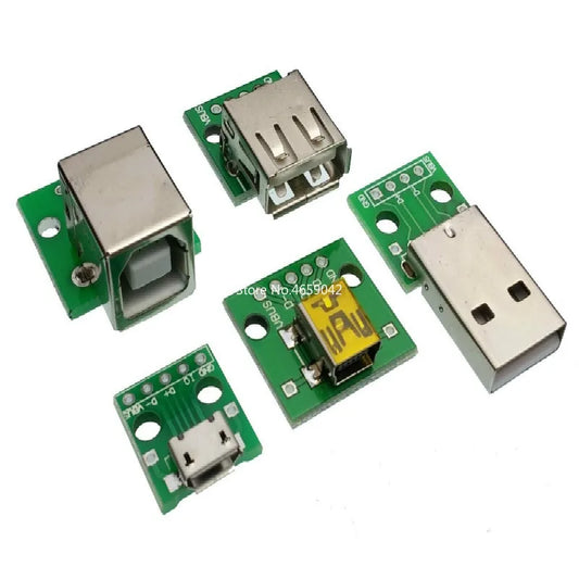 5Pcs USB Adapter PCB - DIY DIP Breadboard Modules - Type A (M / F) / B / Mini / Micro USB Connectors Peaceful Pleasures Health and Wellness