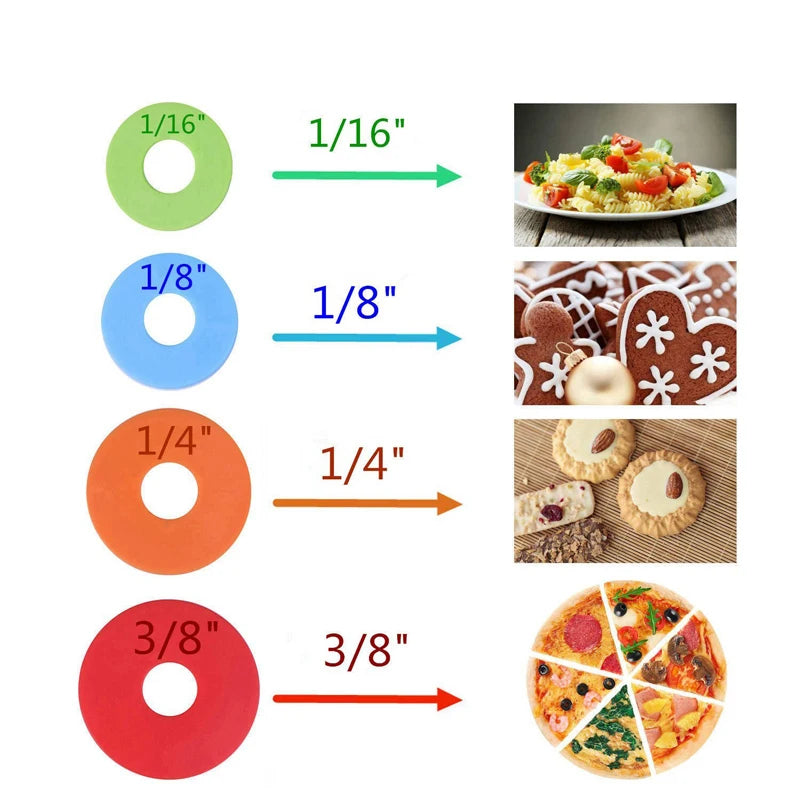 Adjustable Stainless Steel Rolling Pins 4 Removable Thickness Rings Pastry Mat for Dough Pizza Pastry Pie Cookies Bakeware Tool Peaceful Pleasures Health and Wellness