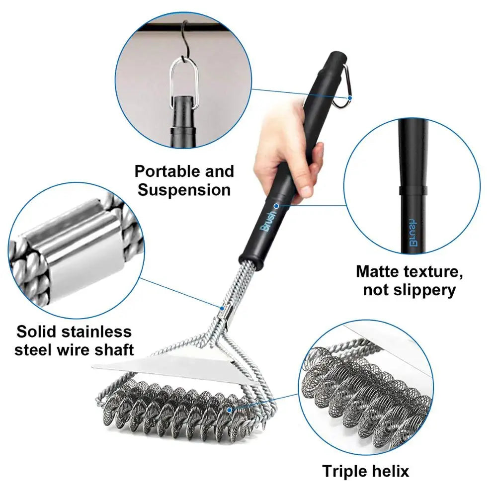 Grill Brush and Scraper, Best BBQ Cleaner, Perfect Tools for All Grill Types, Including Weber, Ideal Barbecue Accessories Peaceful Pleasures Health and Wellness
