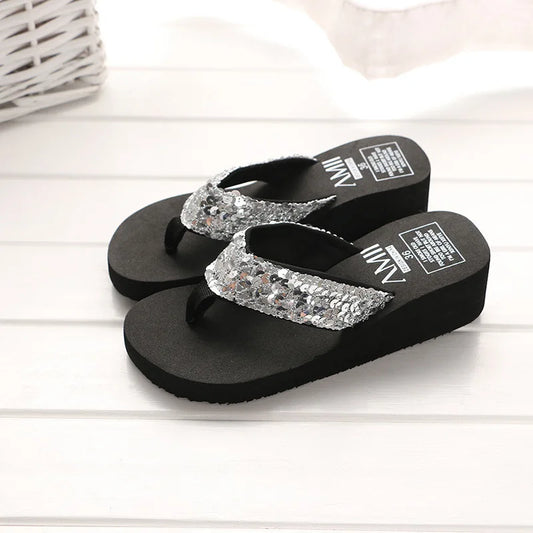 Women's Sequin Flip Flops – Anti-Slip Beach Sandals & Slippers Women's Flip Flops Peaceful Pleasures Health and Wellness E 40-(suit for 39)
