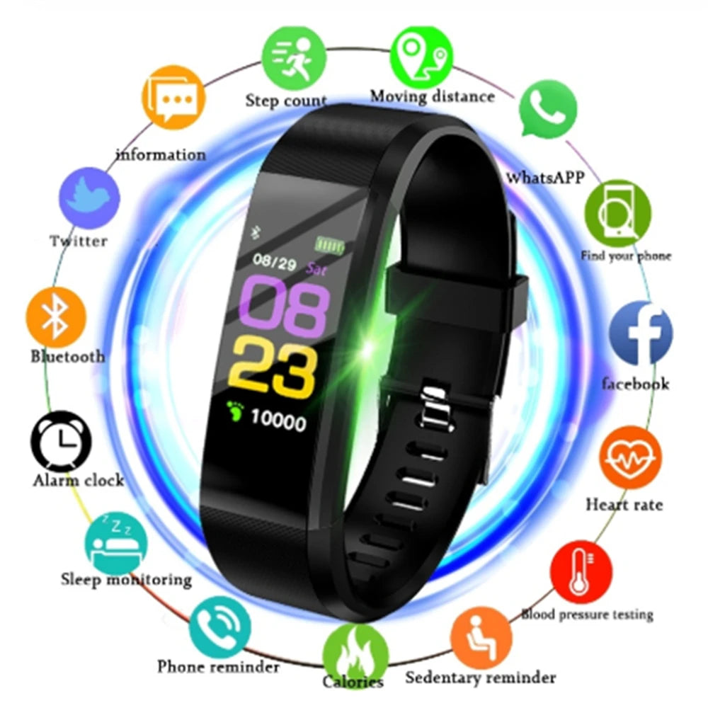 For Fitbit LCD Smartband Watch Fitness Tracke Heart Rate Blood Pressure Smart Bracelet Bluetooth-Compatible Waterproof Wristband Peaceful Pleasures Health and Wellness