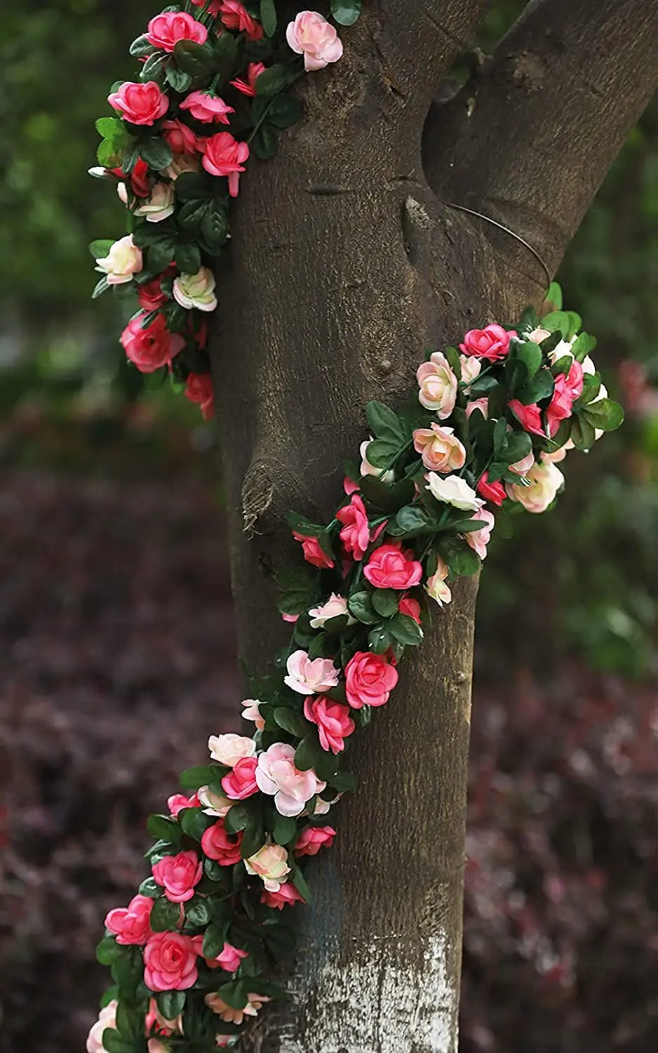 2.5m Flower Garland Fake Rose Vine Artificial Flowers Hanging Rose Ivy Hanging Baskets Wedding Arch Garden Background Decor Peaceful Pleasures Health and Wellness