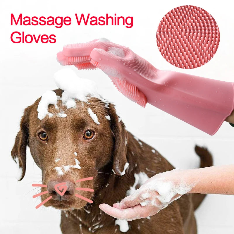 2PCS Multifunction Silicone Cleaning Gloves Magic Silicone Dish Washing Gloves for Kitchen Household Silicone Dishwashing Gloves Peaceful Pleasures Health and Wellness