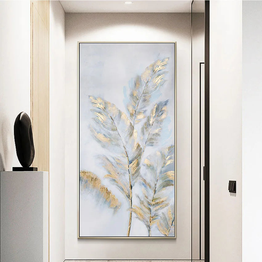 Textured Feather Handmade Canvas High Quality Painting Wall Decor Art Hanging Poster For Living Room Bedroom Hotel Restaurant Peaceful Pleasures Health and Wellness
