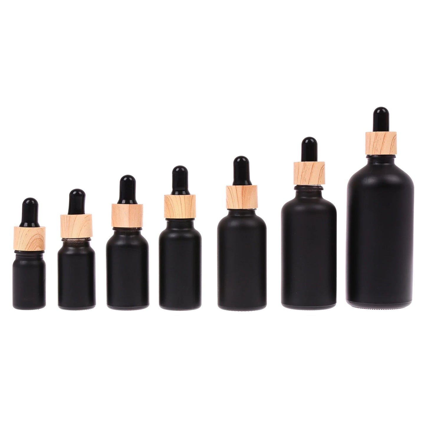 Frosted Black Glass Dropper Bottles Refillable 5–100ml