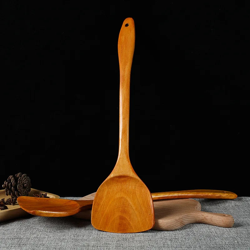 Beech Wood Turner Spatula – Non-Stick Wooden Cooking Shovel & Kitchen Utensil