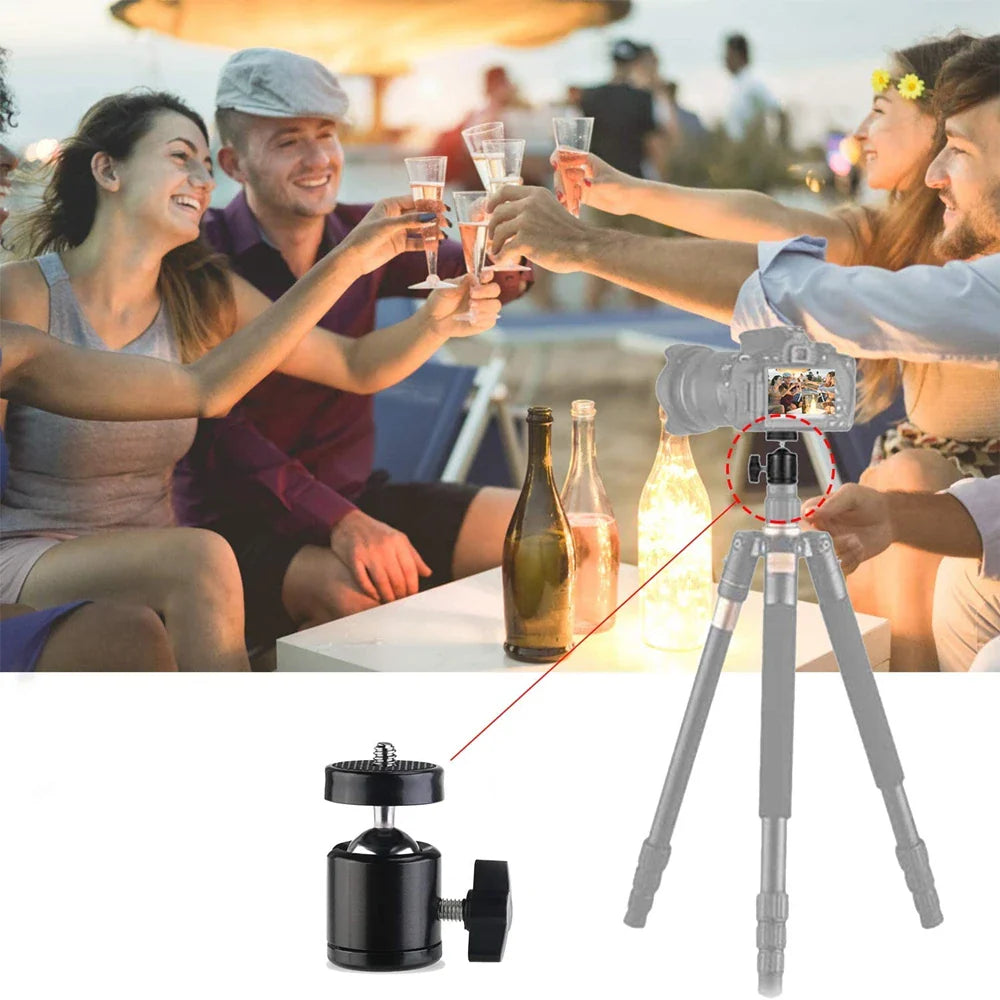 1/4" Hot Shoe Ball Head Mount Adapter for DSLR & Action Cameras