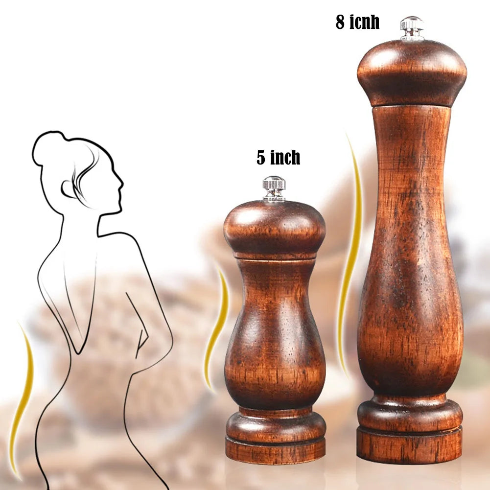 4PC Oak Pepper Grinder Coarse Salt Solid Wooden Oak Pepper Mill Handheld With Adjustable Ceramic Core Manual Kitchen Tools Peaceful Pleasures Health and Wellness