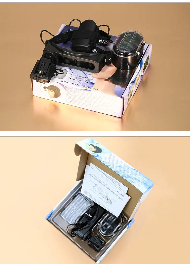 Optical Lamp With Magnifying Lens Wearing Magnifying Glass With LED Lamp Clock Repair Magnifying Glass Medical Magnifying Glass Peaceful Pleasures Health and Wellness