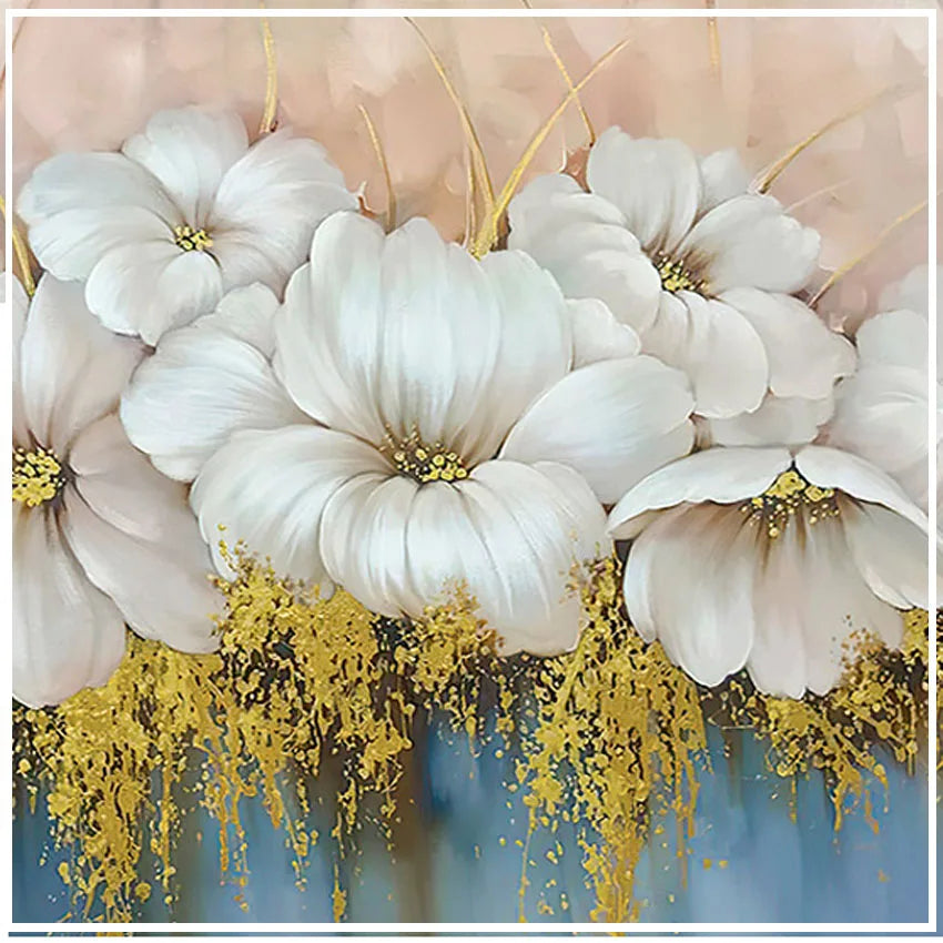Household goods wall art beautiful flowers canvas oil painting hand-made hanging in the hotel restaurant living room and bedroom Peaceful Pleasures Health and Wellness