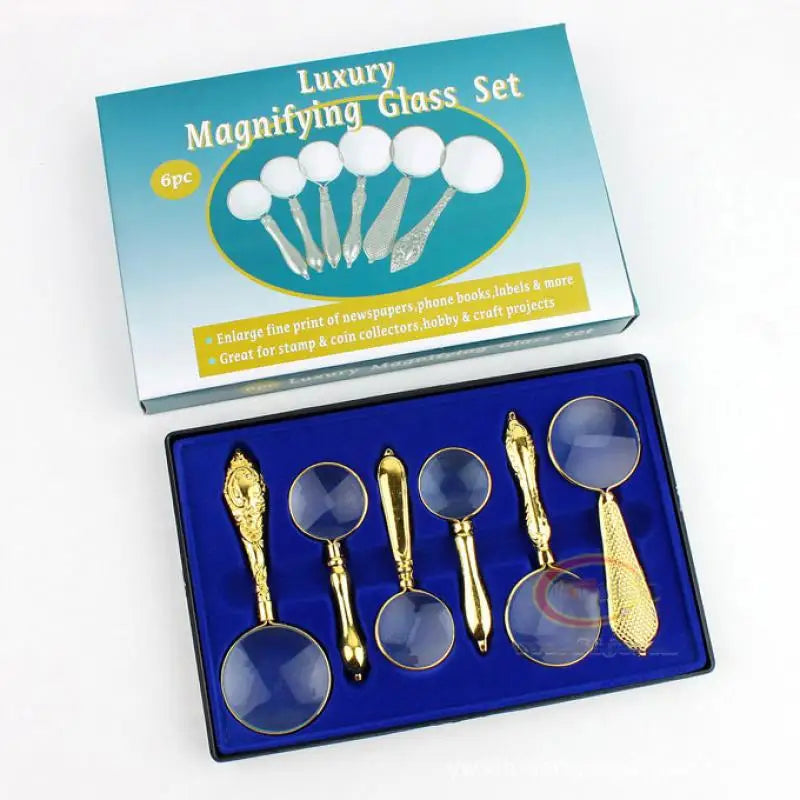 Hand-Held Magnifying Glass, High-Grade Gift Premium Magnifying Glass 6 Packs of Different Sizes and Different Multiples Peaceful Pleasures Health and Wellness